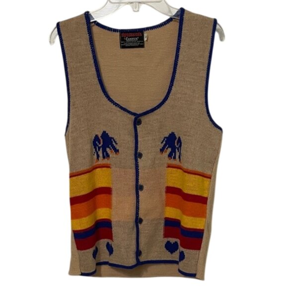 Expressions by Campus VTG Knit Sweater Vest Womens Size Small Elephants 70s 80s - Picture 4 of 11